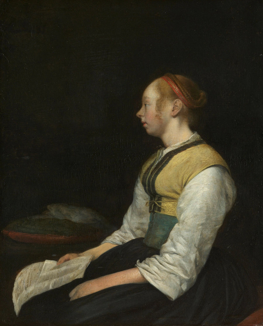 Jeune femme assise en costume de paysanne - Gerard ter Borch