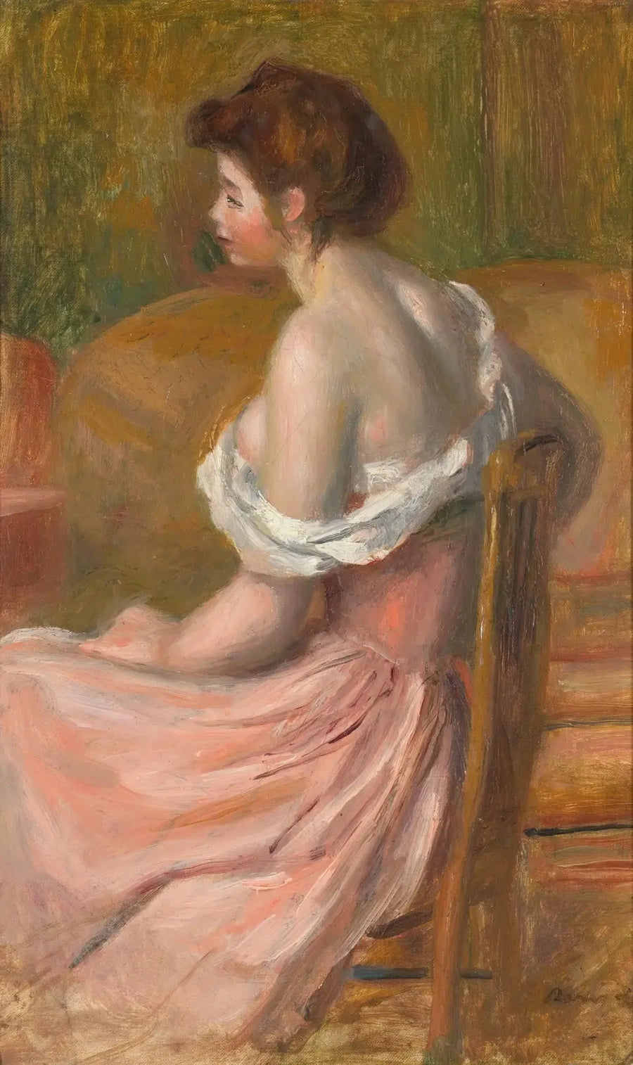 Jovem mulher sentada, com o pescoço e os ombros descobertos - Pierre-Auguste Renoir