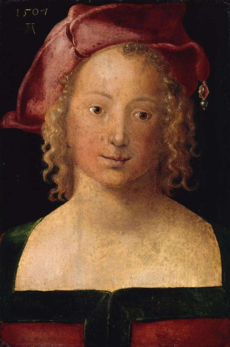 Jovem mulher com boina vermelha - Albrecht Dürer