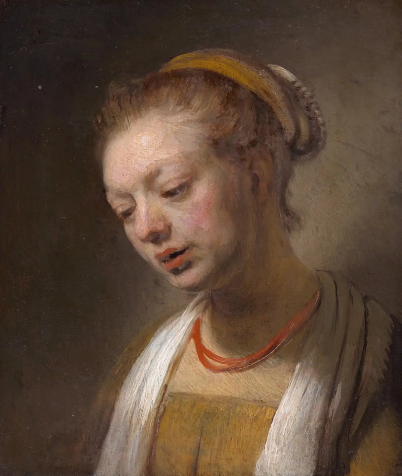 Jovem mulher com colar vermelho - Rembrandt