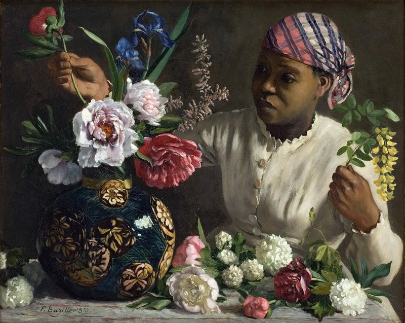 Jovem Mulher com peônias - Frédéric Bazille