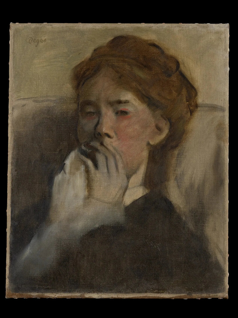 Jovem mulher com a mão na boca - Edgar Degas