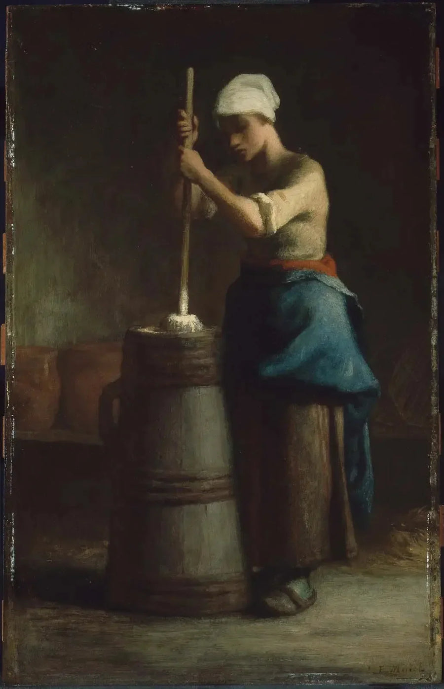 Jovem mulher batendo manteiga - Jean-François Millet
