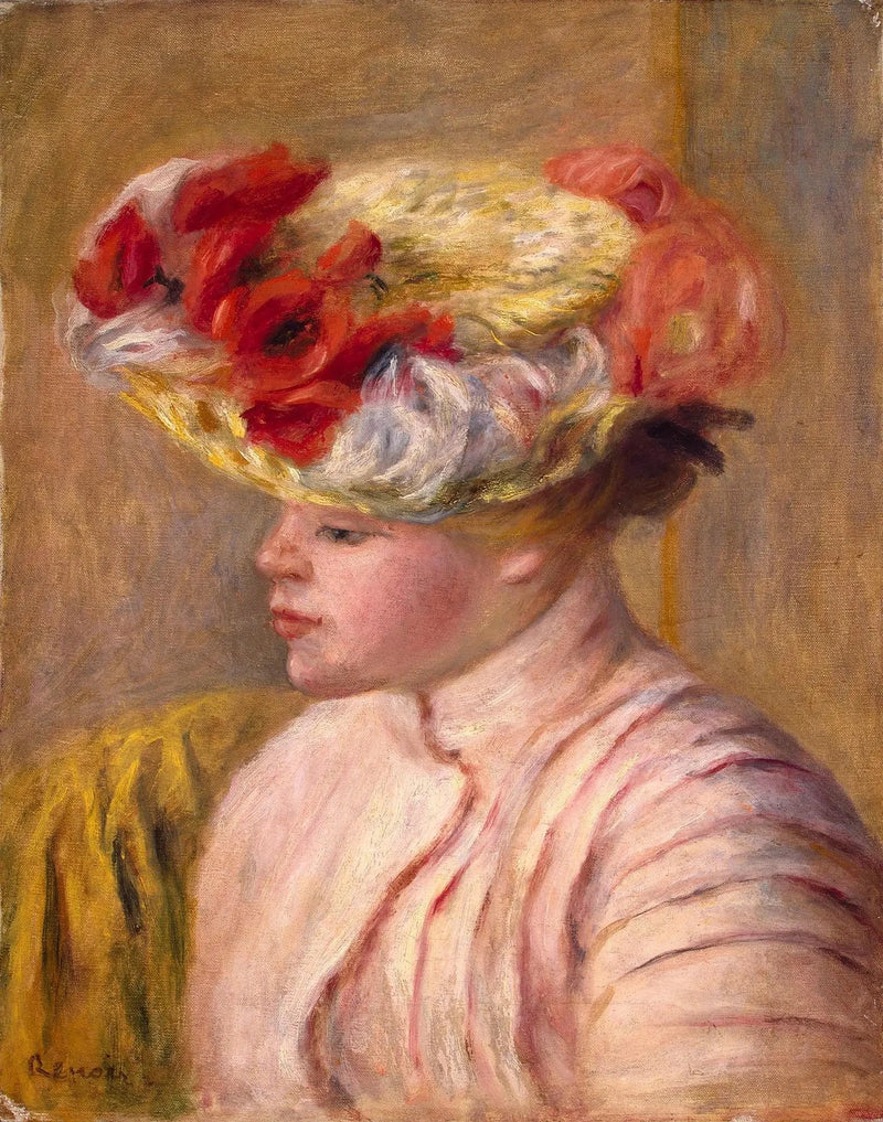 Jovem mulher com chapéu florido - Pierre-Auguste Renoir