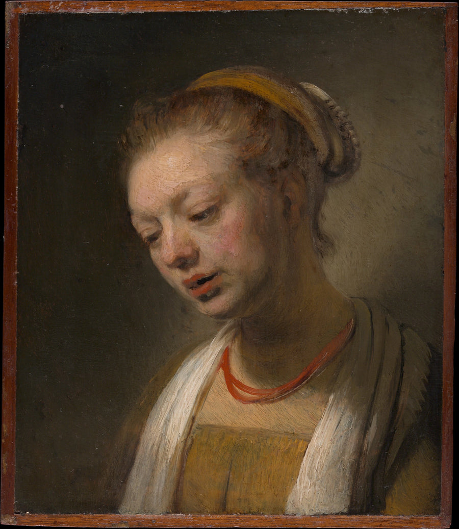 Jovem mulher com colar vermelho - Rembrandt