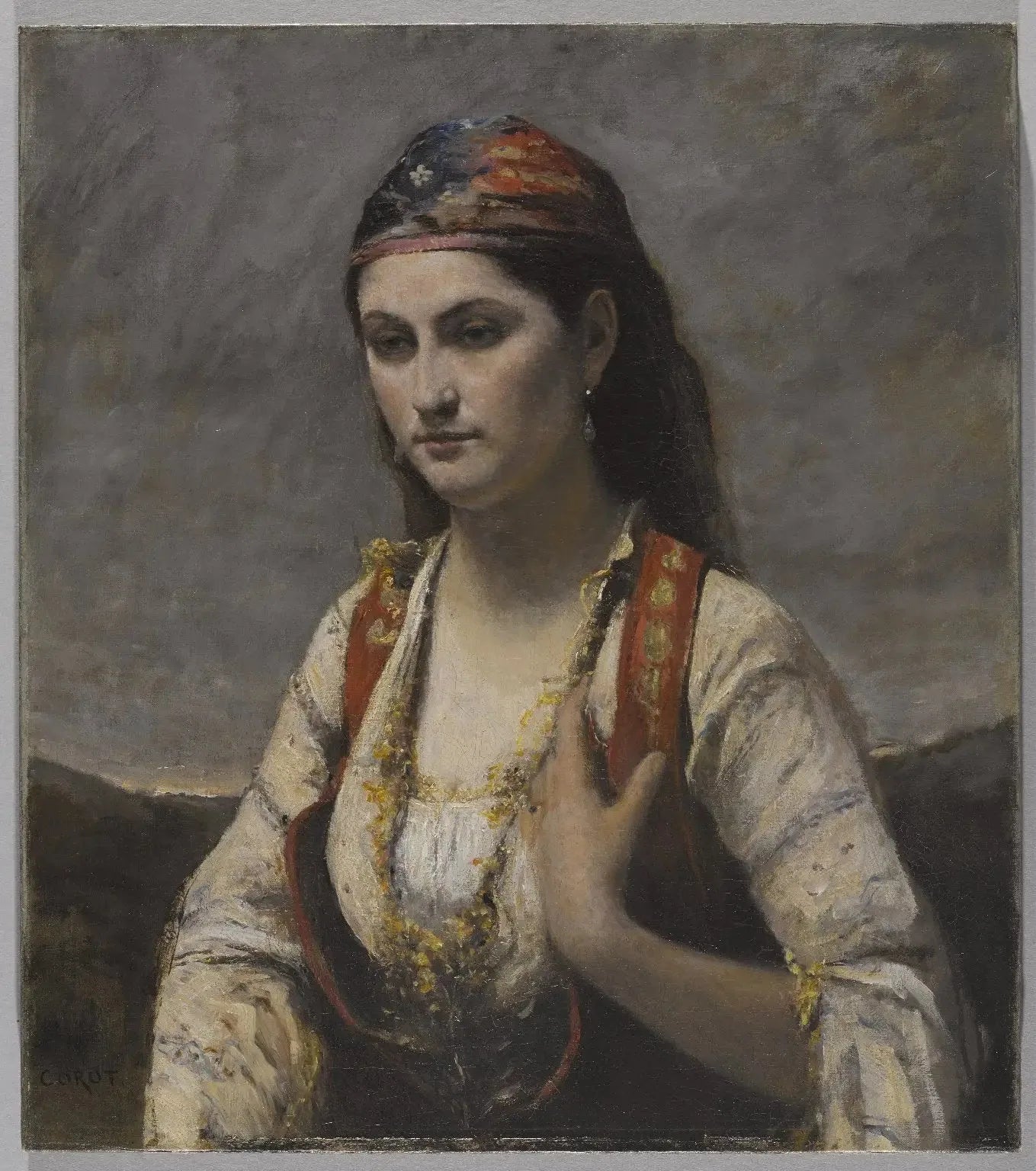 Jeune femme d'Albano - Jean-Baptiste Camille Corot image 1 reproduction de peinture à l’huile