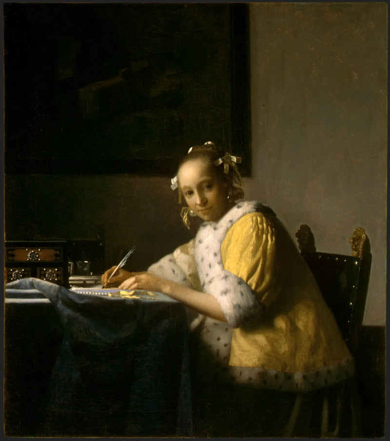 Jovem Mulher escrevendo uma carta - Johannes Vermeer