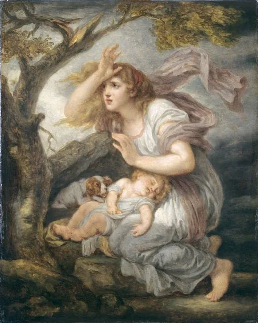 Jovem mulher assustada com a tempestade - Jean-Baptiste Greuze