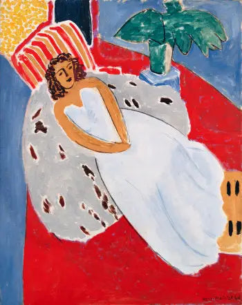 Jovem Mulher de branco, fundo vermelho - Henri Matisse