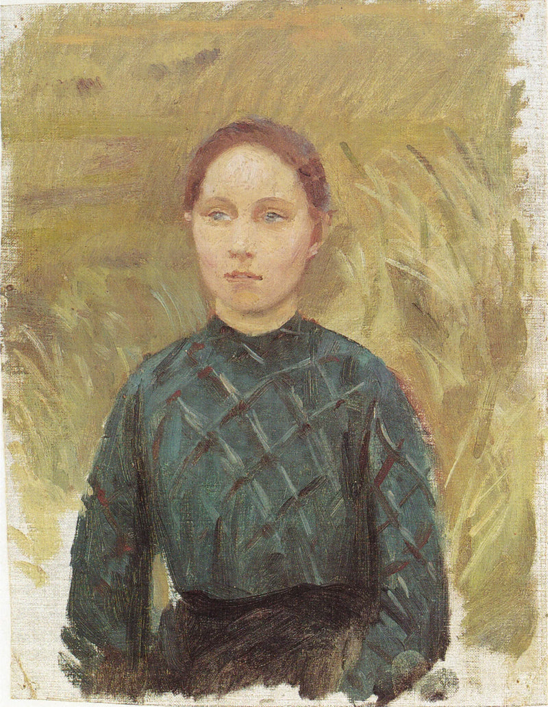 Jovem mulher de vestido verde, sentada nas dunas - Anna Ancher