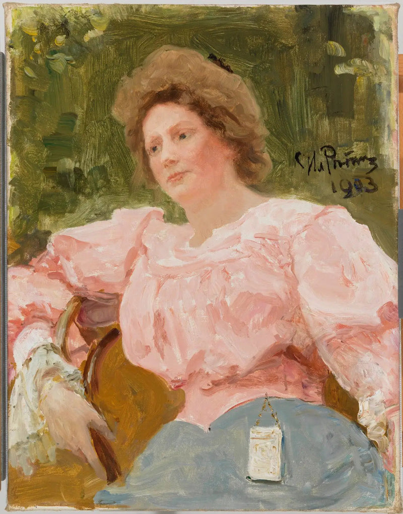 Jovem mulher de rosa - Ilya Repin