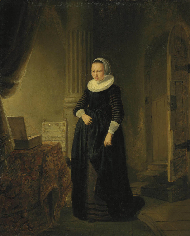Retrato de uma mulher, em pé em um interior - Rembrandt