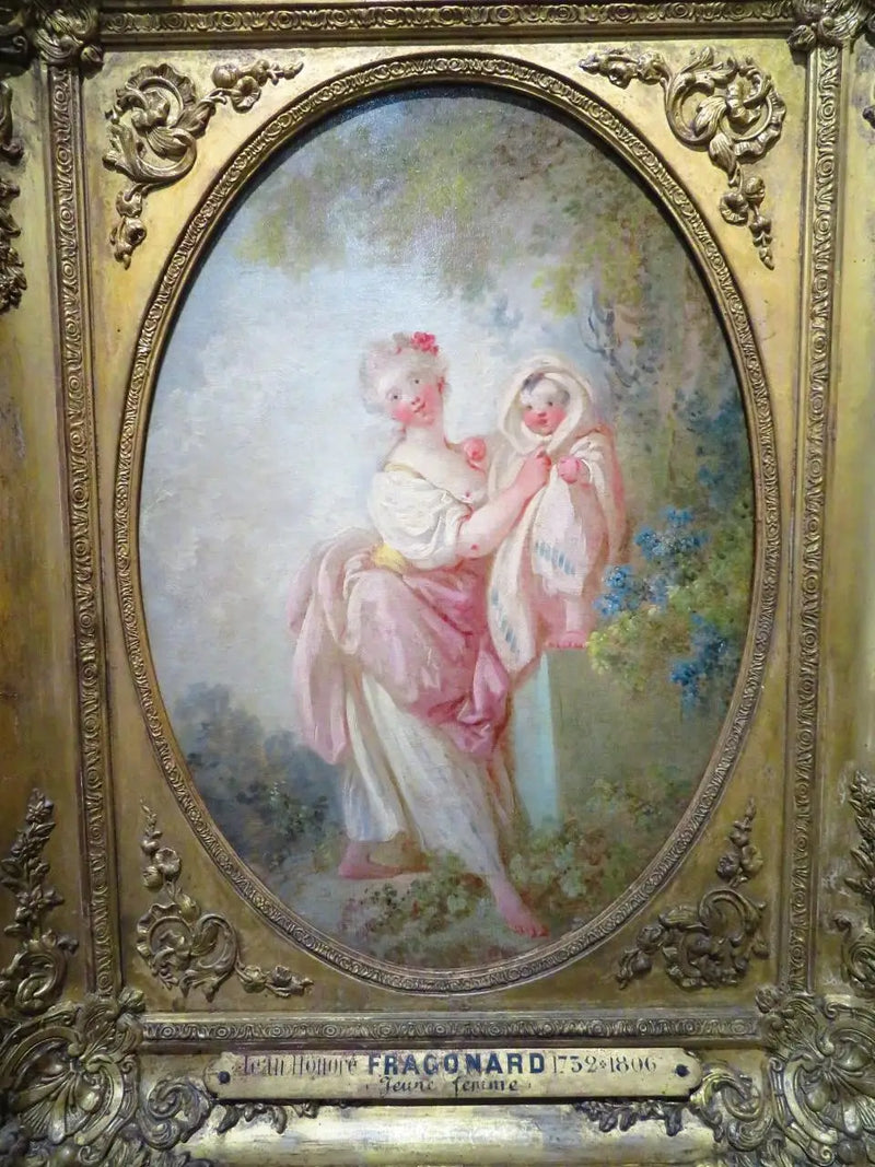 Jovem mulher brincando com uma criança - Jean-Honoré Fragonard