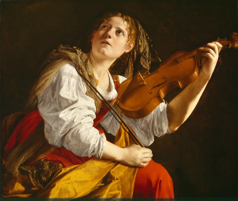 Jovem mulher tocando violino - Orazio Gentileschi