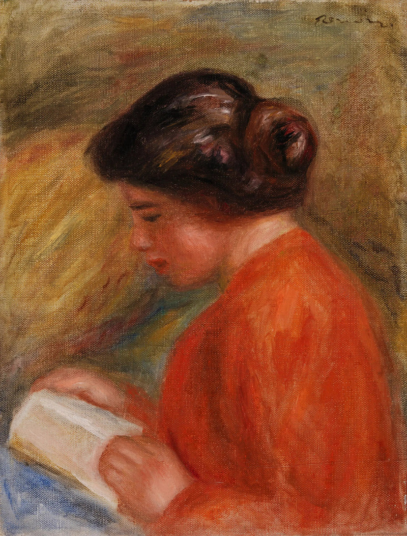Jovem mulher lendo, busto - Pierre-Auguste Renoir