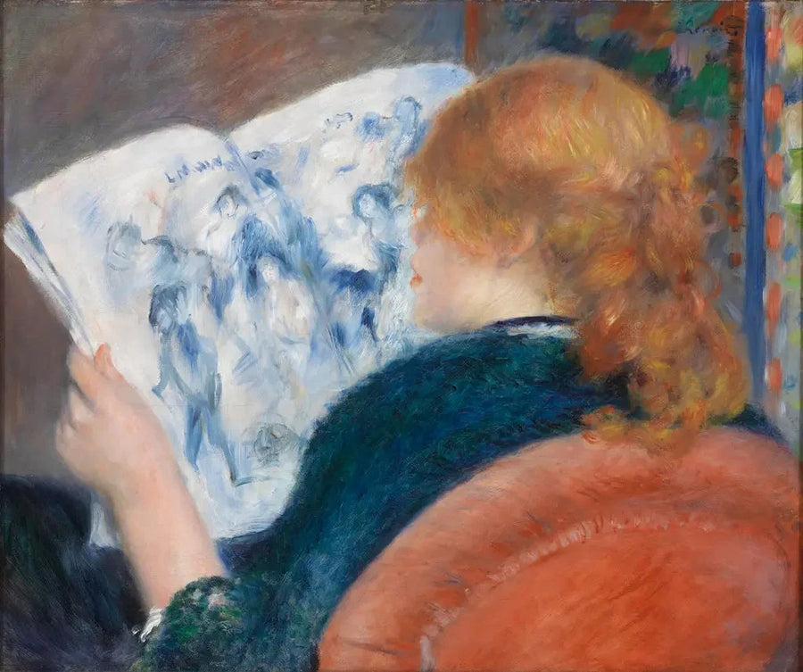 Jovem mulher lendo um jornal ilustrado - Pierre-Auguste Renoir