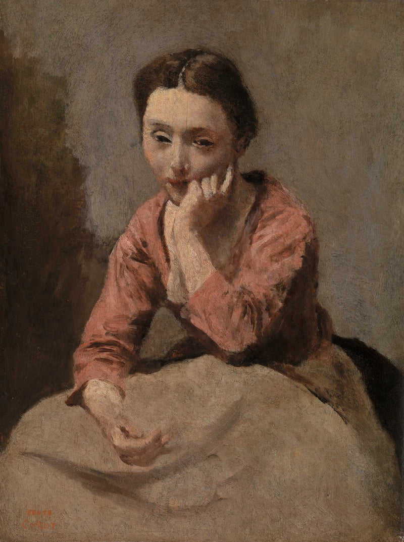 Jovem mulher pensativa - Jean-Baptiste Camille Corot
