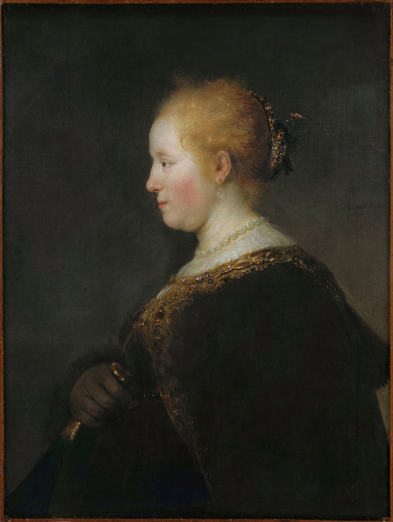 Dama segurando um leque - Rembrandt