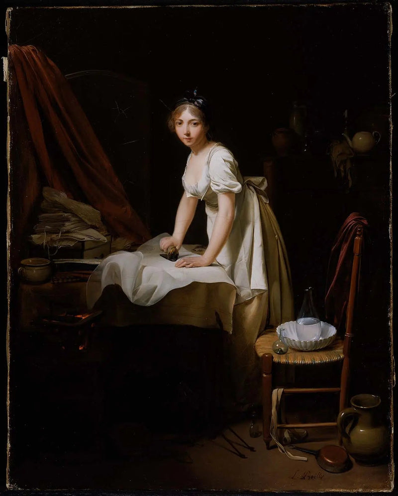 Jovem mulher passando roupa - Louis-Léopold Boilly