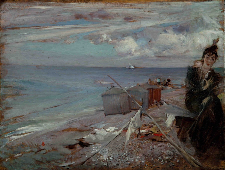 Jovem mulher na praia de Ostende - Giovanni Boldini