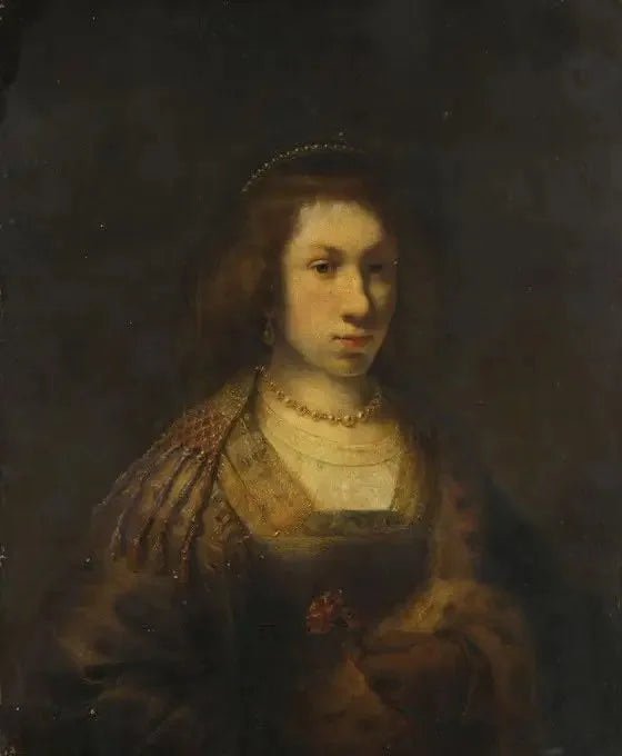 Jovem mulher segurando um cravo - Rembrandt