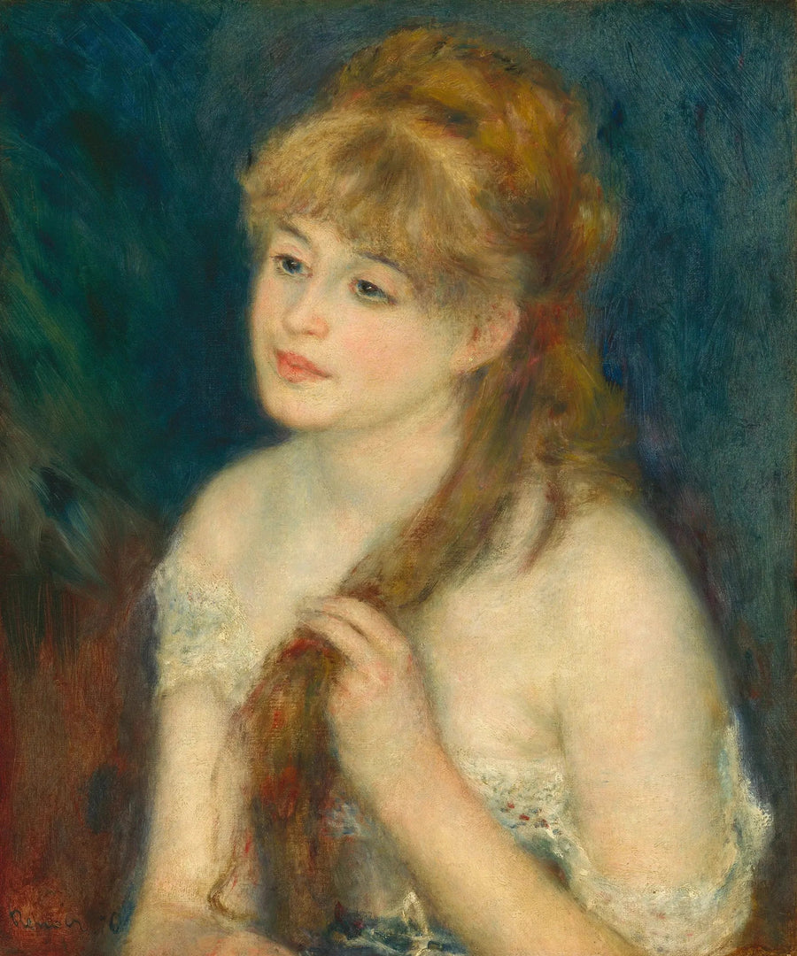 Jovem mulher trançando seus cabelos - Pierre-Auguste Renoir