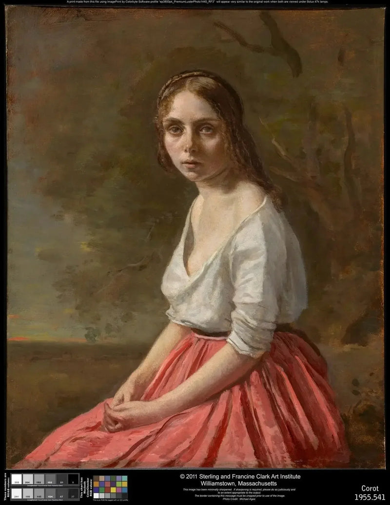 Jovem garota de saia rosa - Jean-Baptiste Camille Corot