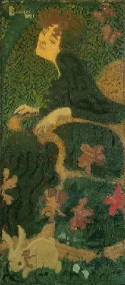Menina sentada com um coelho - Pierre Bonnard