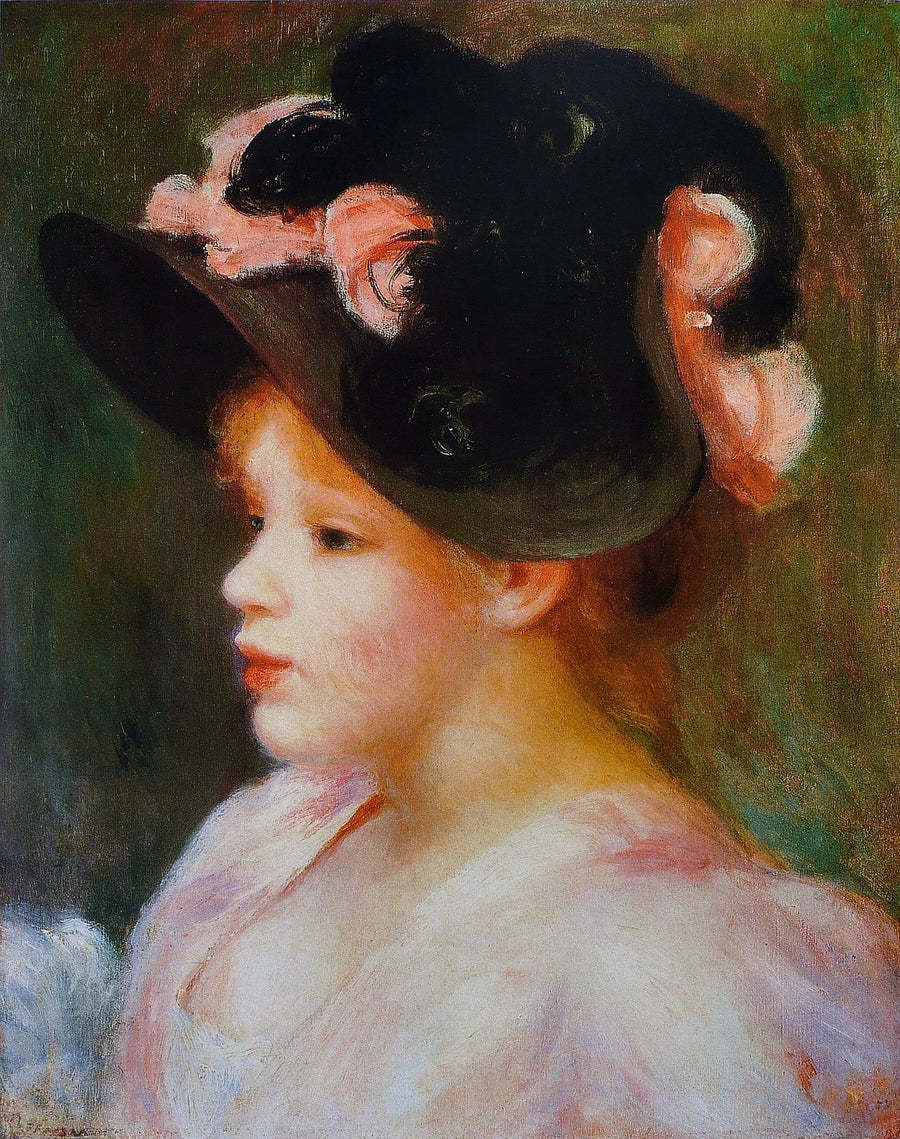 Menina com chapéu rosa e preto - Pierre-Auguste Renoir