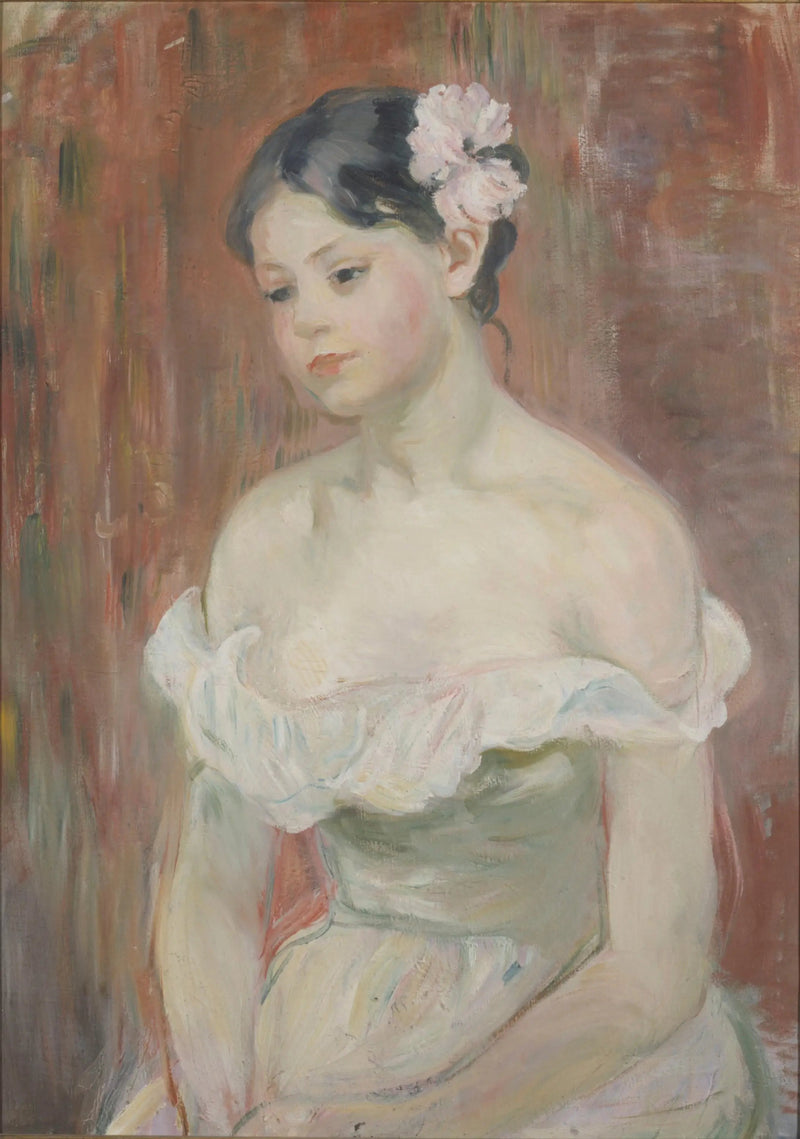 Jovem mulher com decote, a flor no cabelo - Berthe Morisot
