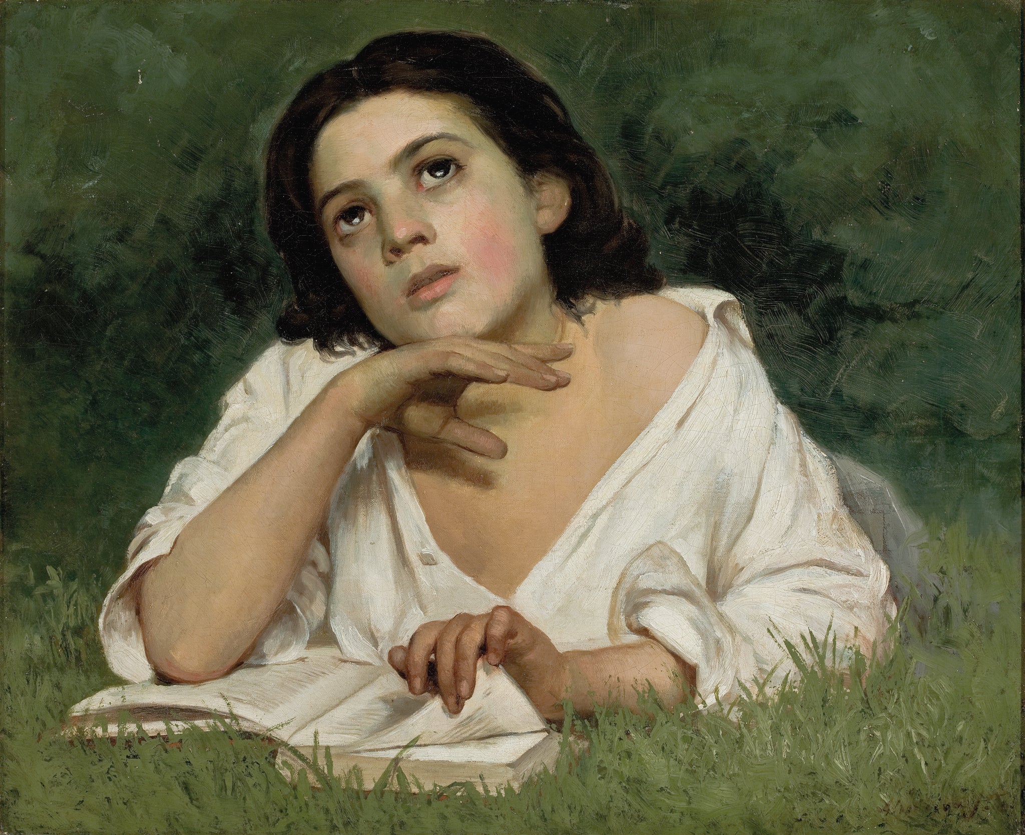 Jeune fille au livre image 1 reproduction peinte à la main