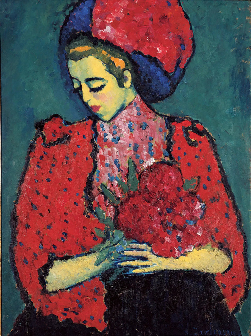 Jovem garota com peônias - Alexej von Jawlensky