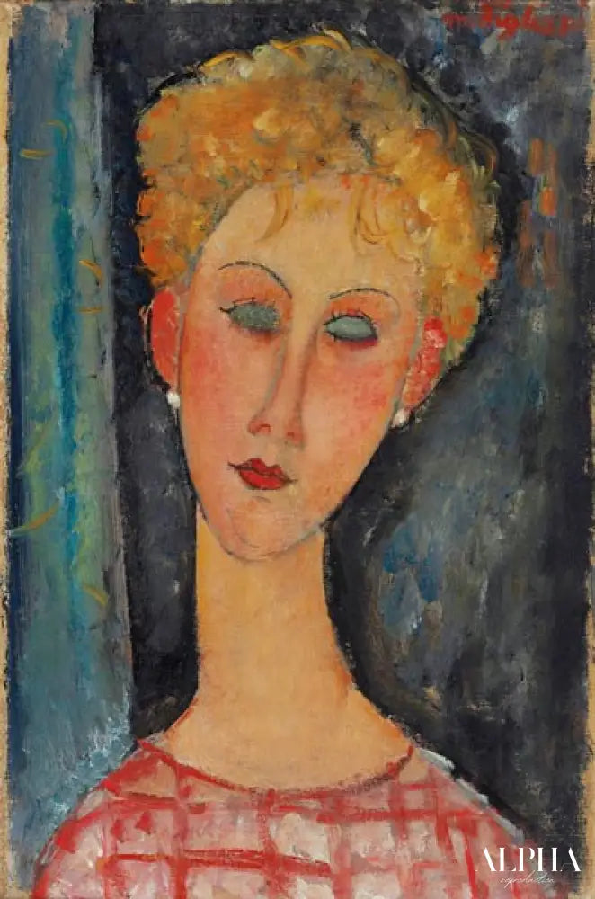 Jeune fille avec des boucles d'oreilles - Amedeo Modigliani - Reproductions de tableaux et peintures haut de gamme