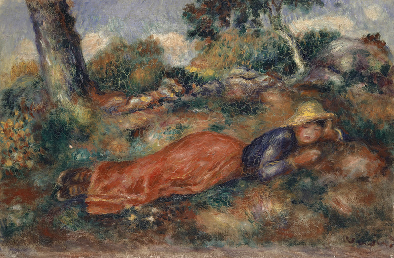 Menina deitada na grama - Pierre-Auguste Renoir