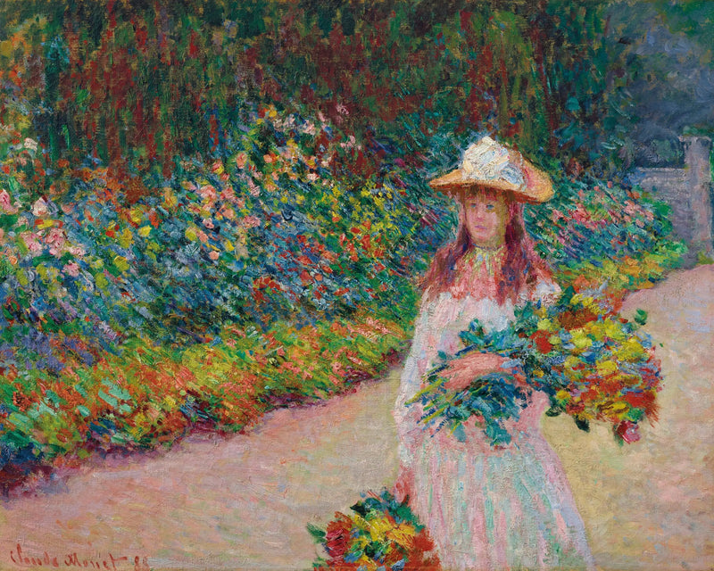 Jovem garota no jardim de Giverny - Claude Monet