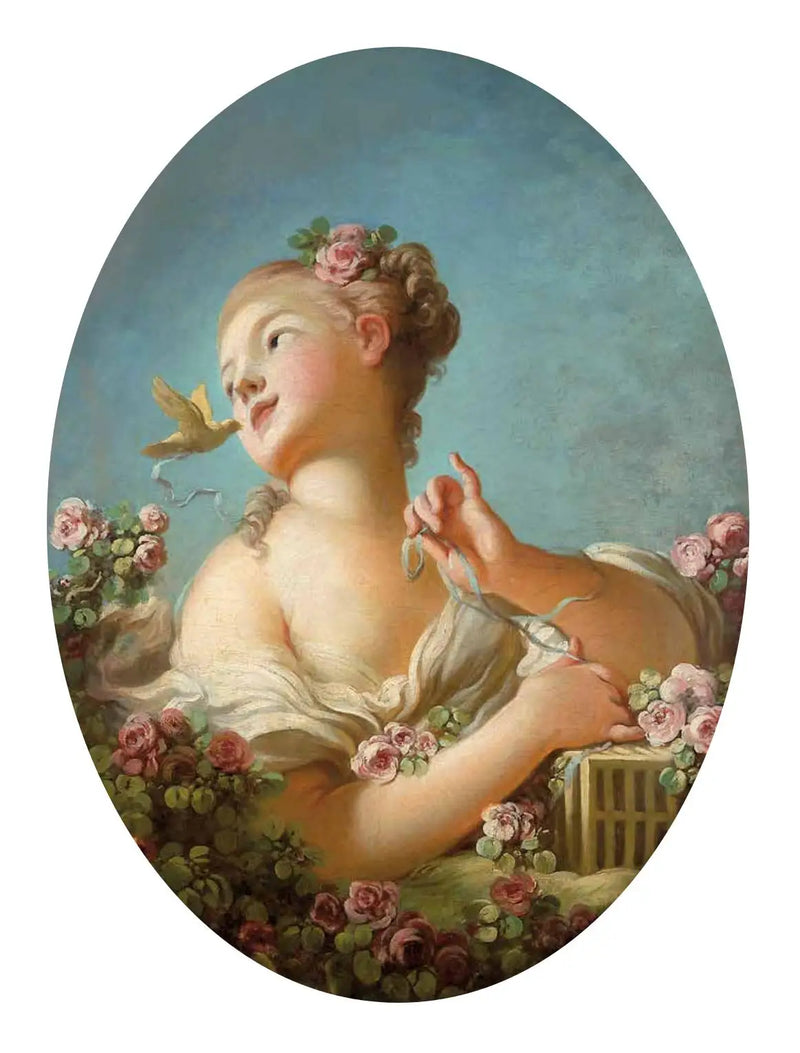 Jovem garota libertando um pássaro de sua gaiola - Jean-Honoré Fragonard