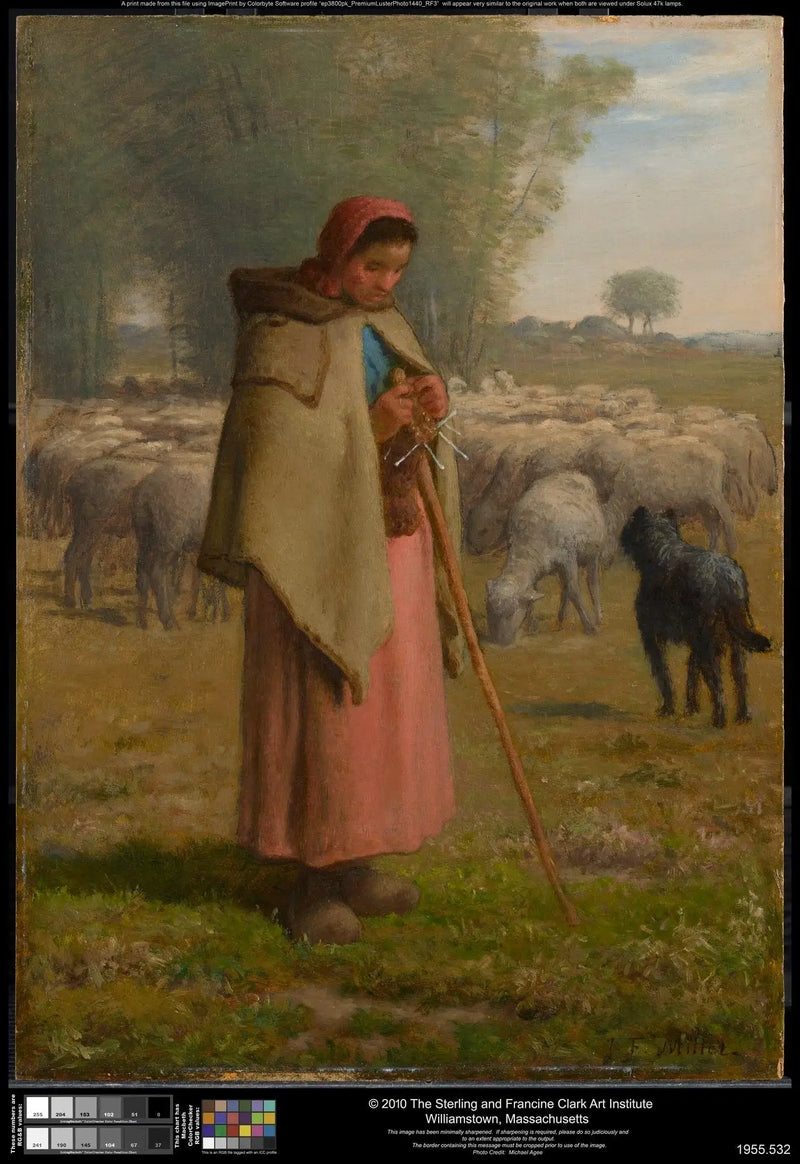 Jovem garota cuidando de suas ovelhas - Jean-François Millet