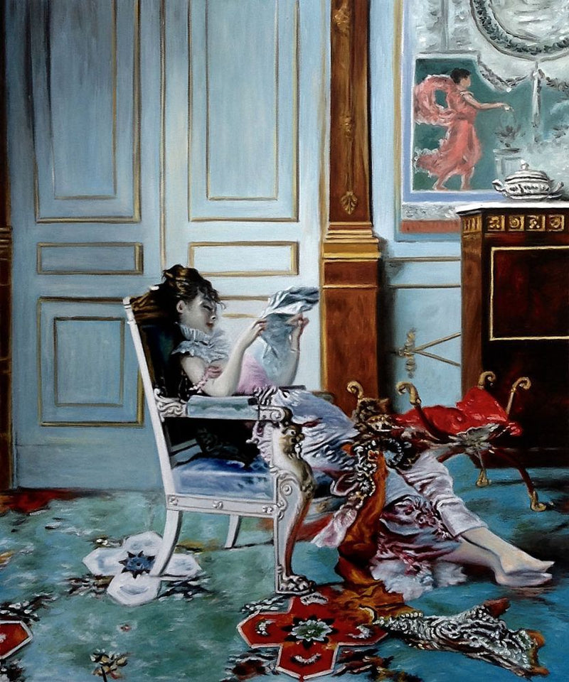 Jovem garota lendo em uma sala - Giovanni Boldini