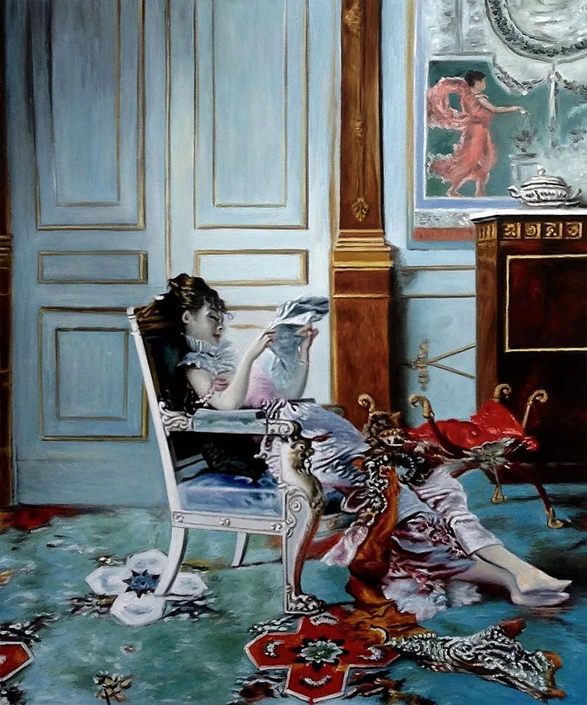 Jovem garota lendo em uma sala - Giovanni Boldini