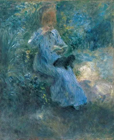 Mulher com cachorro preto - Pierre-Auguste Renoir