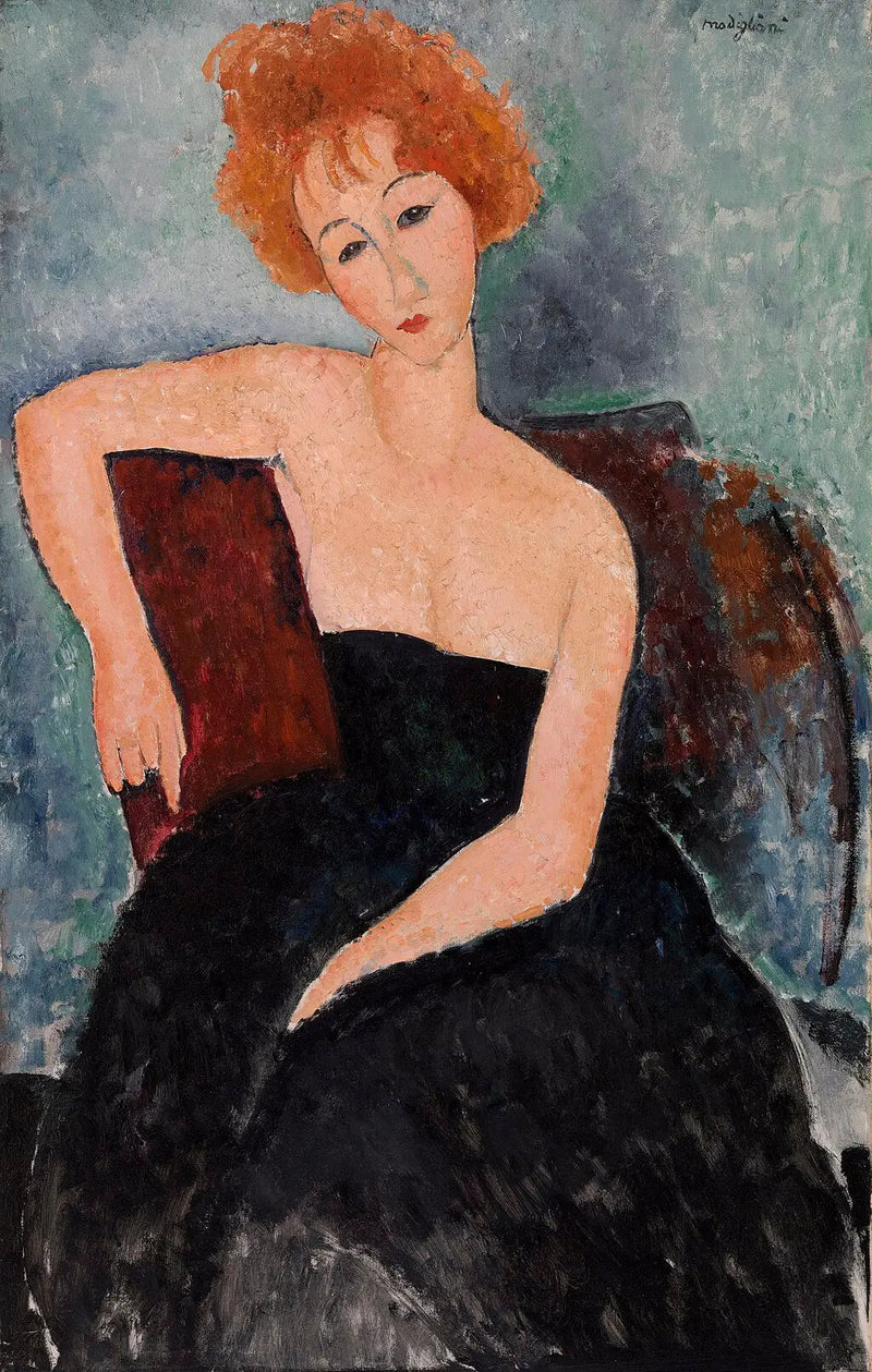 Jovem garota ruiva em vestido de noite - Amedeo Modigliani
