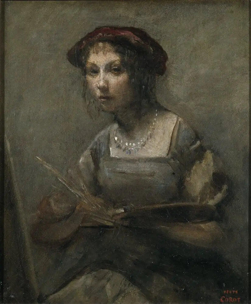 Jovem garota segurando uma paleta - Jean-Baptiste Camille Corot
