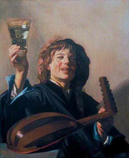 Jovem rapaz com um copo e alaúde - Frans Hals