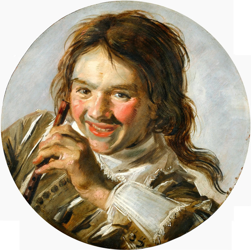Jovem rapaz rindo com uma flauta - Frans Hals