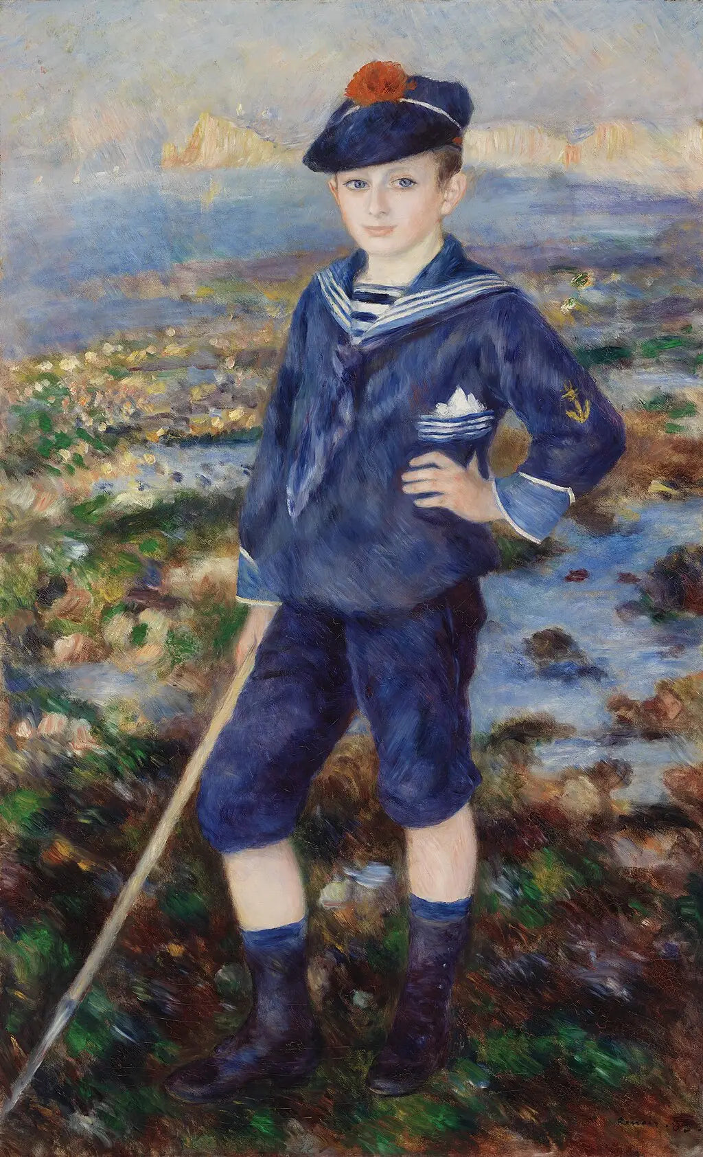 Reproduction du tableau « Jeune garçon sur la plage d'Yport - Pierre-Auguste Renoir » par Alpha Reproduction en peinture à l’huile