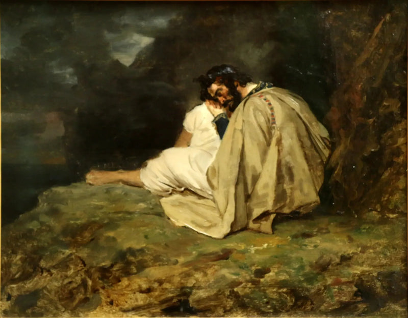 Jovem grego adormecido em uma rocha à beira-mar - Théodore Géricault