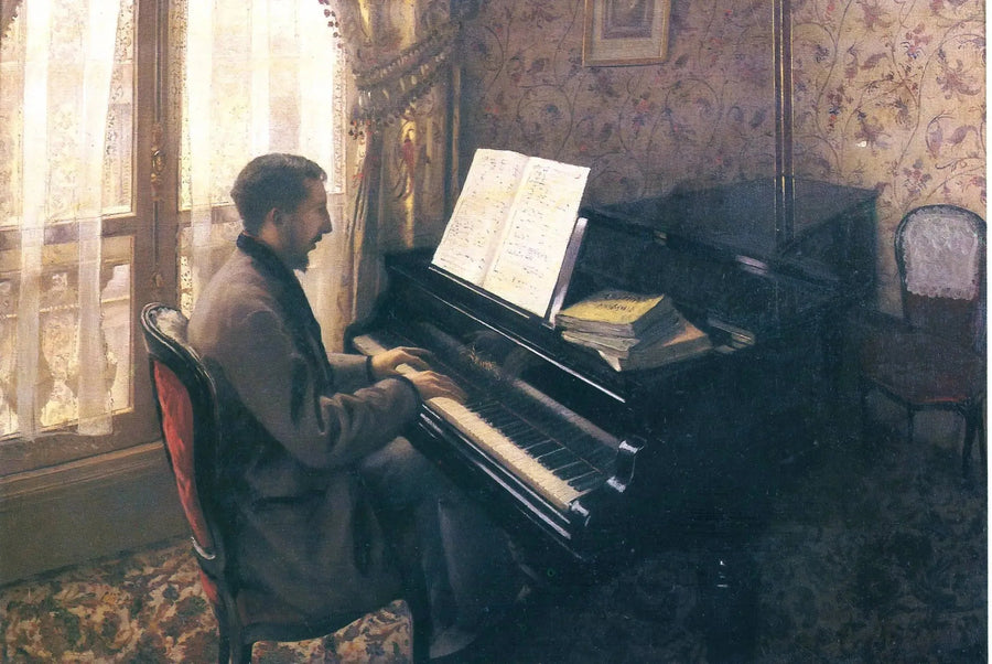 Jovem homem ao piano (Martial Caillebotte) - Gustave Caillebotte