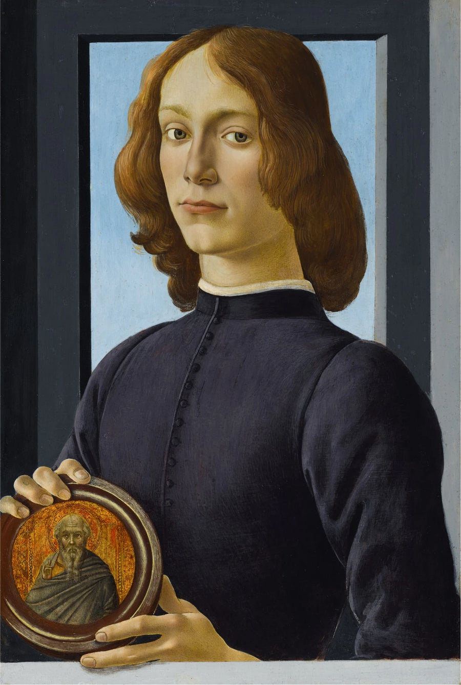 Retrato de um jovem segurando um medalhão - Sandro Botticelli