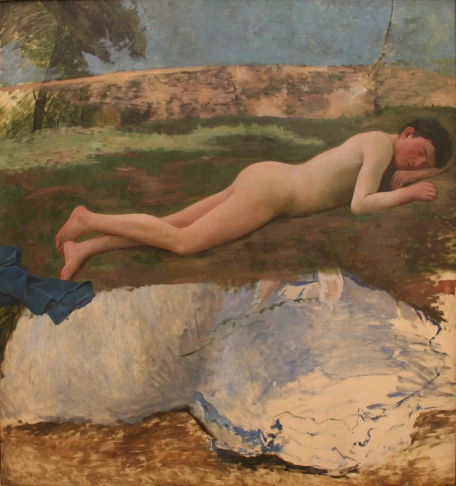 Jovem homem nu deitado na grama - Frédéric Bazille