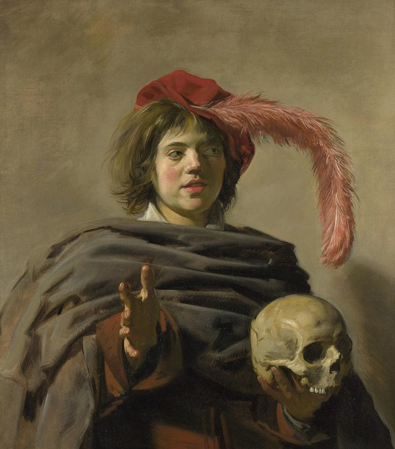 Jovem homem segurando uma caveira - Frans Hals